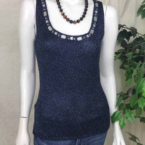 New York & Company Tops - New York & Company Jeweled Neck Knit Top